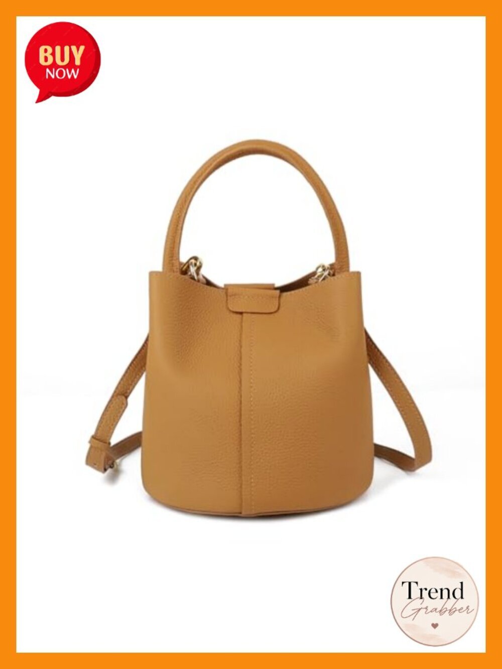 Genuine Leather Crossbody Bucket Bag 3-in-1 Top Handle Handbag